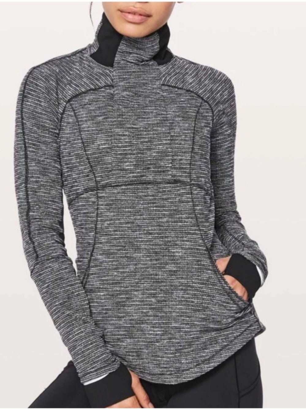 EUC lululemon athletica Heathered Black Baserunner Half Zip